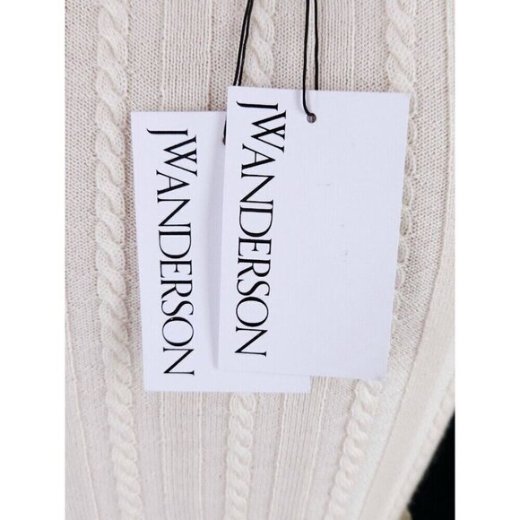 JW Anderson Ruffle-Detail Knitted Cardigan XXS Womens Off-White Pink NWT - Picture 8 of 16